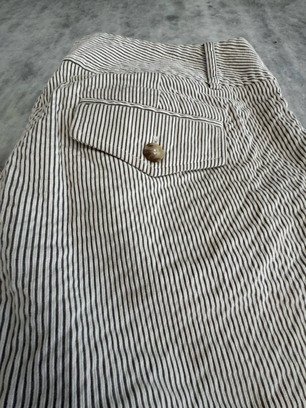 Dalia Collection Seersucker Brown and White Striped Wide Leg Pants